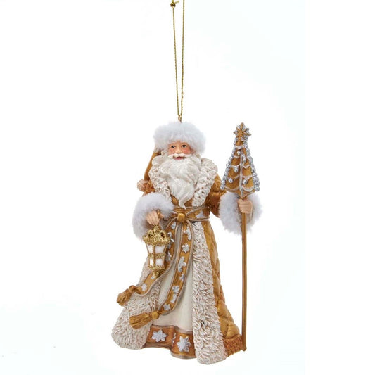 Kurt S Adler Metallic Gold Santa Christmas Hanging Ornaments Tree Staff