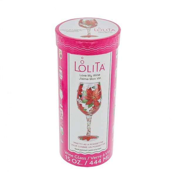 Pretty as a Poinsettia Wine Glass by Lolita