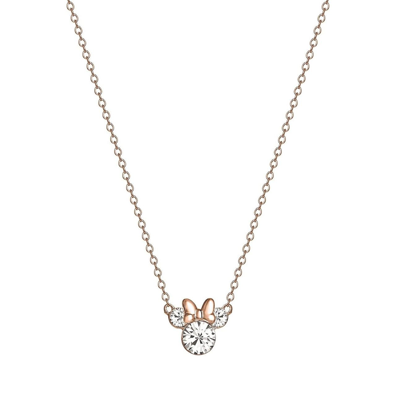 Disney Treasures Minnie Mouse Diamond Necklace 1/6 ct tw Sterling Silver &  10K Rose Gold 17