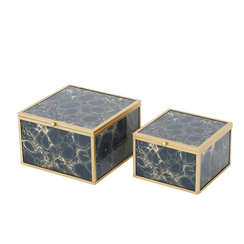 Mindy Brownes Accessory Box Set of 2  The art of colour, a beautiful thing - Introduce a splash of colour to your decor with our vibrant glass coloured trinket boxes.