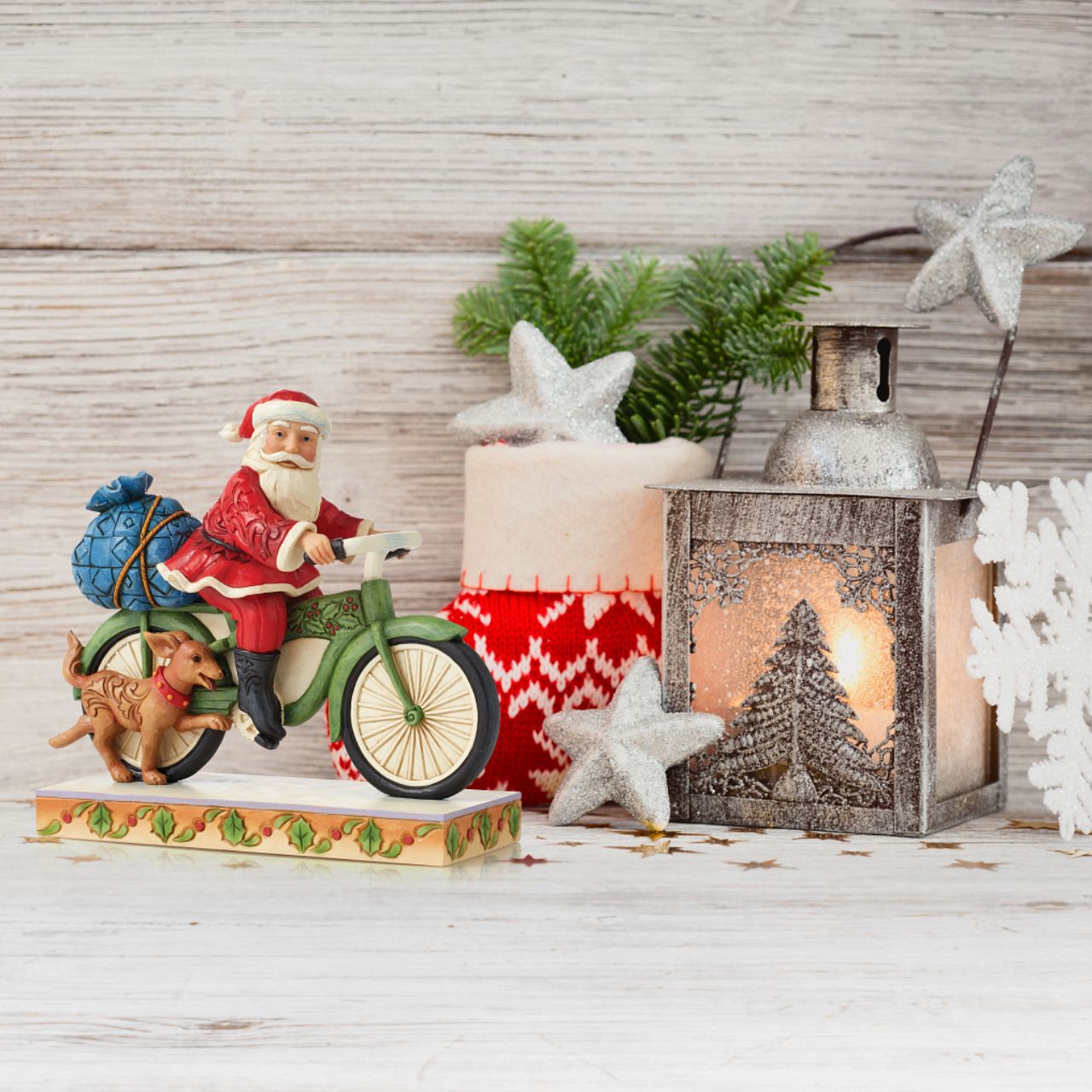 Jim Shore Santa Riding Bike Figurine