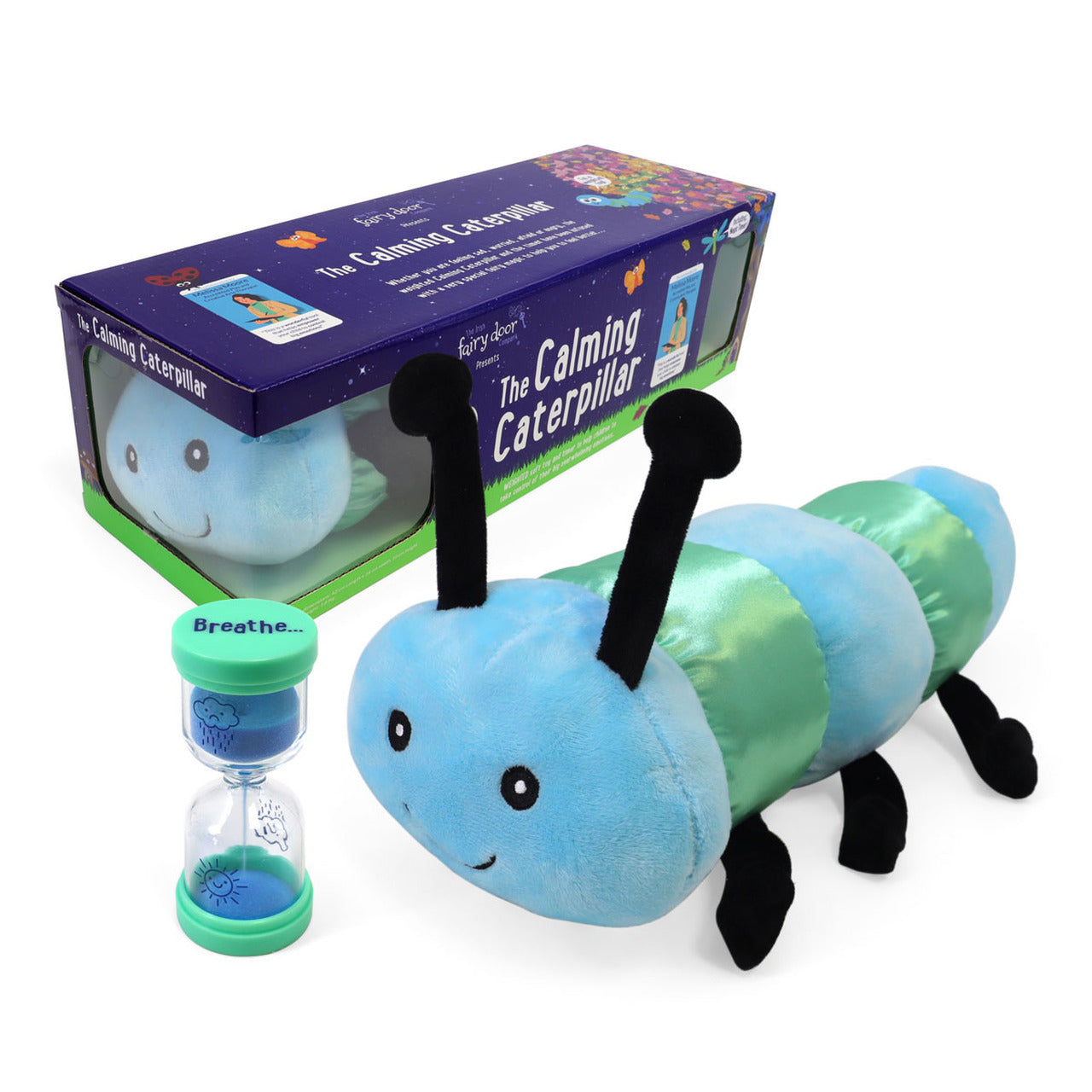 Tipperary Crystal The Irish Fairy Door - Calming Caterpillar  Weighted Soft Toy and Timer to Help Children to Take Control of Their Big Overwhelming Emotions.