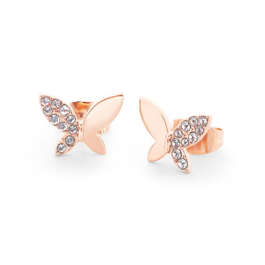 Tipperary Crystal Butterfly Rose Gold Stud Half Diamond Earrings  Drawing inspiration from urban garden, the Tipperary Crystal Butterfly collection transforms an icon into something modern and unexpected.