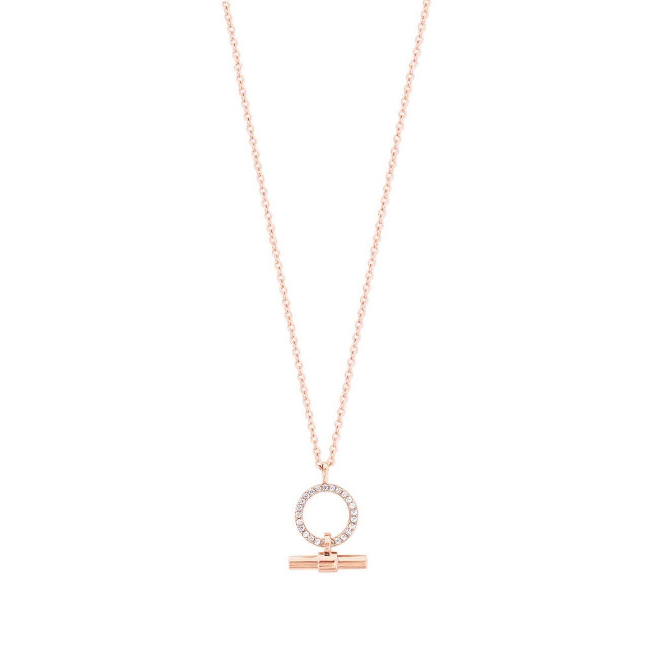 Tipperary Crystal T-Bar Cz Set Circle & Bar Pendant Rose Gold - New 2022  Cz Set Circle & Bar Pendant Rose Gold - New 2022