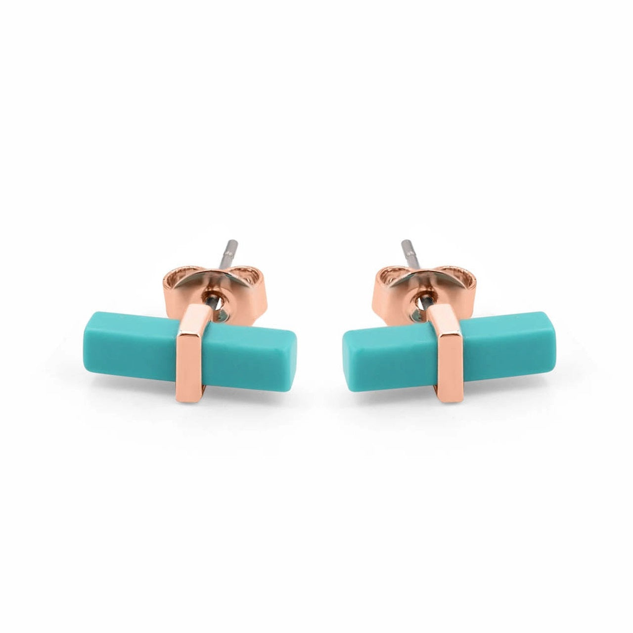 Tipperary Crystal T-Bar Turquoise Bar Earrings Rose Gold - New 2022  Turquoise Bar Earrings Rose Gold - New 2022