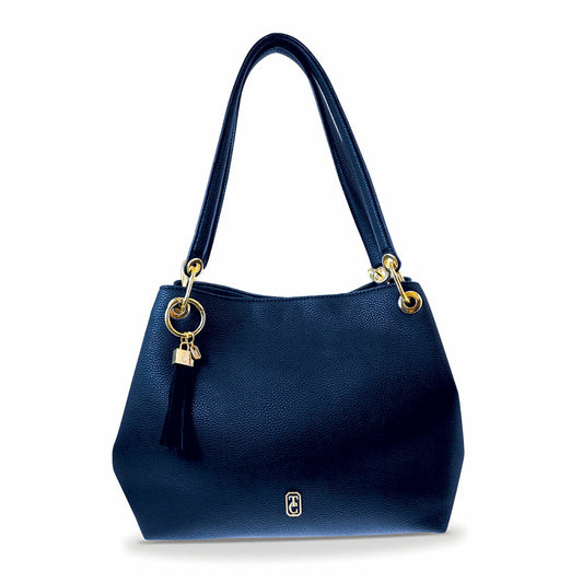 Tote Bag - Sicily Navy (Yellow gold hardware)  Our effortless Sicily Shoulder Bag is so comfortable you’ll want to carry it everywhere.