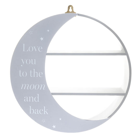 Wooden Moon Circular Shelves "Love You To The Moon" 45cm  Add a heart-warming touch to a sweet little one's nursery with these circular shelves.